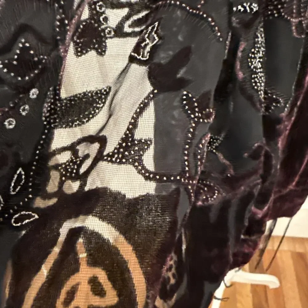 Cato Black & Red Velvet Scarf Size 76” L X 21.5” W